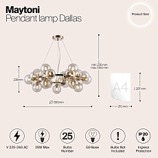 Подвесная люстра Maytoni Dallas MOD548PL-25G 1