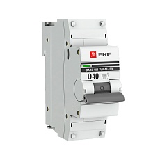 Автоматический выключатель 1P 40А (D) 10kA ВА 47-100 EKF PROxima mcb47100-1-40D-pro
