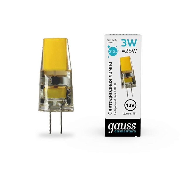 Лампа cветодиодная Gauss G4 3W 4100K прозрачная 18723 изображение 4 Лампа cветодиодная Gauss G4 3W 4100K прозрачная 18723 Фото № 4