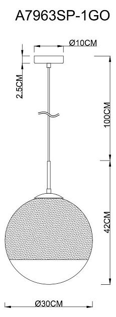 Подвесной светильник Arte Lamp Jupiter Gold A7963SP-1GO Фото № 2