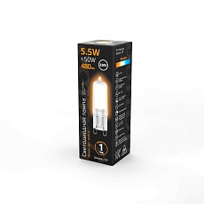 Лампа светодиодная Gauss G9 5.5W 3000K прозрачная 107809105 5