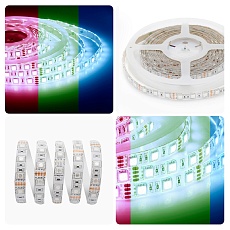 Светодиодная влагозащищенная лента Apeyron 14,4W/m 60LED/m 5050SMD разноцветная 5M 00-12 1