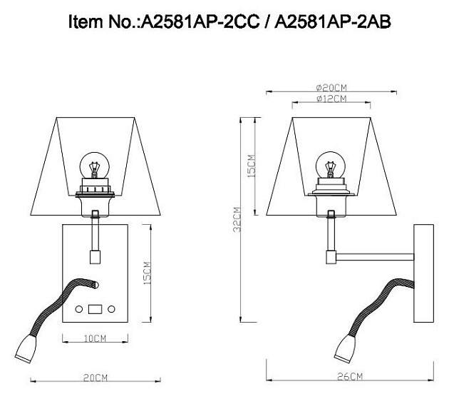 Бра Arte Lamp Elba A2581AP-2AB изображение 2 Бра Arte Lamp Elba A2581AP-2AB Фото № 2