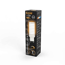 Лампа светодиодная диммируемая Gauss G9 5,5W 3000К прозрачная 107309155-D 1