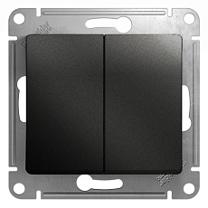Переключатель двухклавишный проходной Systeme Electric Glossa 10A 250V антрацит GSL000765