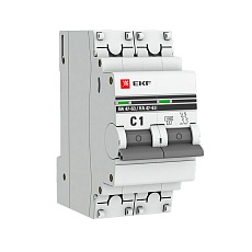Автоматический выключатель 2P 1А (C) 4,5kA ВА 47-63 EKF PROxima mcb4763-2-01C-pro