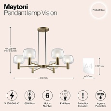 Подвесная люстра Maytoni Vision MOD411PL-06G 2