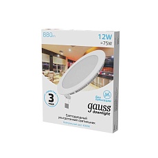 Встраиваемый светодиодный светильник Gauss 939111212 1