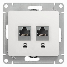 Розетка компьютерная двойная RJ45 Systeme Electric Glossa 5e кат UTP белая GSL000185KK