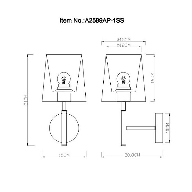 Бра Arte Lamp Rodos A2589AP-1SS изображение 4 Бра Arte Lamp Rodos A2589AP-1SS Фото № 4