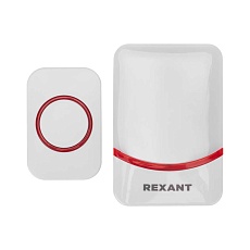 Беспроводной дверной звонок c цифровым кодированием переливающийся 38 мелодий 150м IP44 (белый/красный) REXANT 73-0016 1