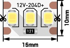 Светодиодная лента SWG 22W/m 204Led/m 2835SMD холодный белый 5M SWG2204-12-22-W-M 009457 1