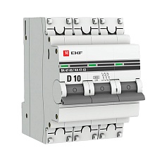 Автоматический выключатель 3P 10А (D) 6кА ВА 47-63 EKF PROxima mcb4763-6-3-10D-pro