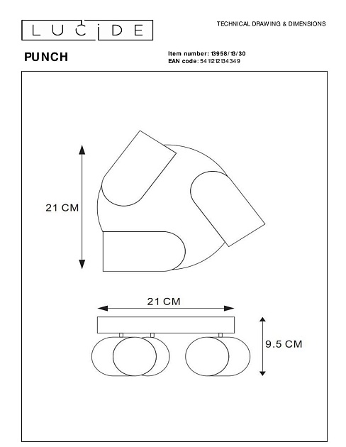 Спот Lucide Punch 13958/13/30 изображение 2 Спот Lucide Punch 13958/13/30 Фото № 2