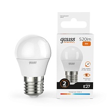 Лампа светодиодная Gauss E27 8W 3000K матовая 53218 3