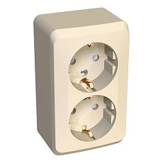 Розетка двойная 2К+З Systeme Electric Этюд 16A 250V со шторками кремовая PA16-008K