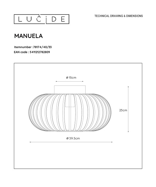 Потолочный светильник Lucide Manuela 78174/40/33 изображение 2 Потолочный светильник Lucide Manuela 78174/40/33 Фото № 2