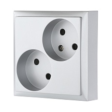 Розетка LK Studio двойная без з/к, со шторками (серебристый металлик) LK80 843603-1 1