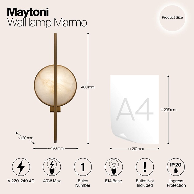 Бра Maytoni Marmo MOD099WL-01G изображение 2 Бра Maytoni Marmo MOD099WL-01G Фото № 2