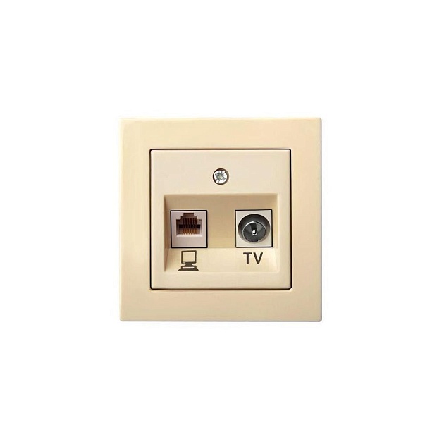 Розетка RJ45/TV Liregus Epsilon бежевый 28-073 изображение 1 Розетка RJ45/TV Liregus Epsilon бежевый 28-073 Фото № 1