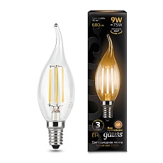 Лампа светодиодная филаментная Gauss E14 9W 2700К прозрачная 104801109 4