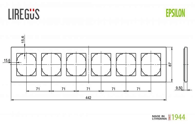 Рамка 6-постовая Liregus Epsilon белый 28-043 Фото № 2