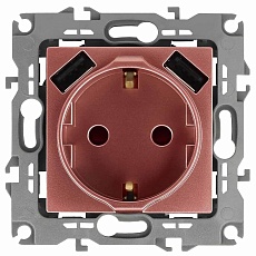 Розетка ЭРА Intro Solo Schuko P+E 16A 250V со шторками 2хUSB медь 12-4109-14 Б0047848