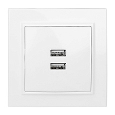 Минск Розетка USB 2-местная СП 2,1А белая EKF ERR-2USB-100