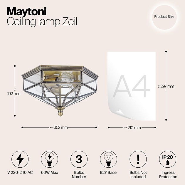 Потолочный светильник Maytoni Zeil H356-CL-03-BZ Фото № 2