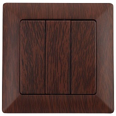 Выключатель трехклавишный ЭРА Intro Solo 10A 250V венге 4-106-10 Б0043303