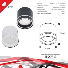 Потолочный светильник Reluce 53003-9.5-001LD GX53 BK 1