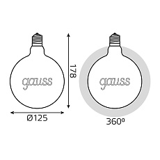 Лампа светодиодная филаментная Gauss E27 2,5W 2000K золотая 175802003 1