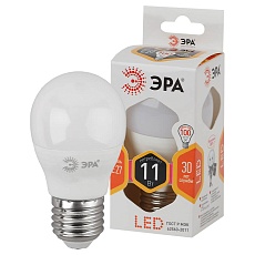 Лампа светодиодная ЭРА E27 11W 2700K матовая LED P45-11W-827-E27 Б0032987 2