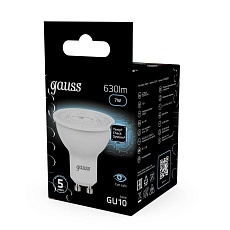 Лампа светодиодная Gauss GU10 7W 4100K матовая 101506207 2