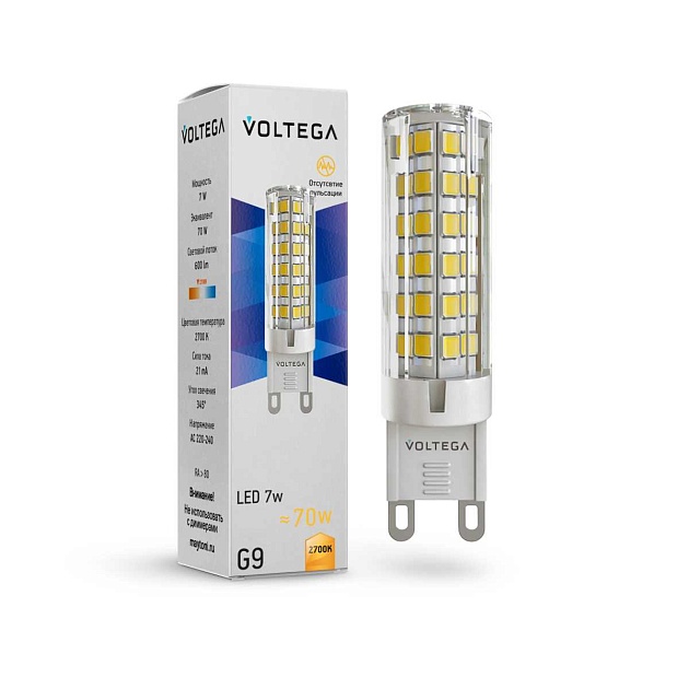 Лампа светодиодная Voltega G9 5W 2700K прозрачная 7263 Фото № 1