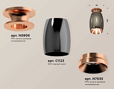 Комплект накладного светильника Ambrella light Techno Spot XS1123044 DCH/PPG черный хром/золото розовое полированное (N6906, C1123, N7035) 2