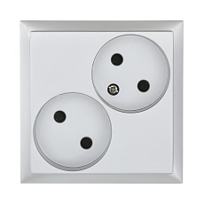 Розетка LK Studio двойная без з/к, со шторками (серебристый металлик) LK80 843603-1