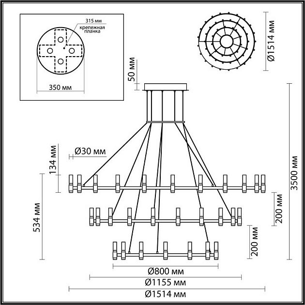Подвесная светодиодная люстра Odeon Light Candel 5009/204L изображение 5 Подвесная светодиодная люстра Odeon Light Candel 5009/204L Фото № 5