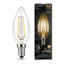Лампа светодиодная филаментная Gauss E14 9W 2700К прозрачная 103801109 1
