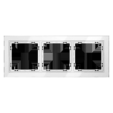 Рамка стеклянная Voltum S70 на 3 поста, (белый, стекло) VLS110301