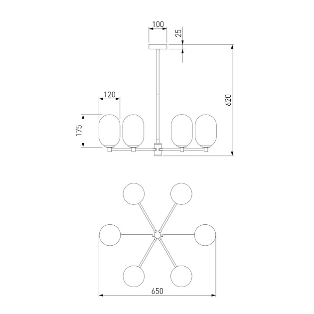 Подвесная люстра Eurosvet Loona 60161/6 латунь Фото № 2