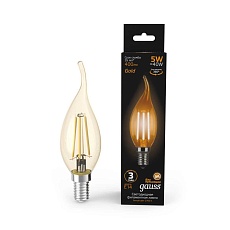 Лампа светодиодная филаментная Gauss E14 5W 2700K золотая 104801005 3