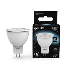 Лампа светодиодная Gauss GU4 3W 4100K матовая 132517203 4