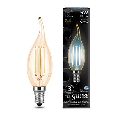 Лампа светодиодная филаментная Gauss E14 5W 4100K золотая 104801805 3