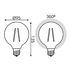 Лампа светодиодная филаментная Gauss E27 8W 2400K золотая 105802008 1