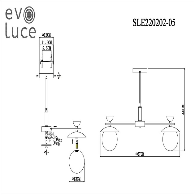 Подвесная люстра Evoluce Genova SLE220202-05 изображение 2 Подвесная люстра Evoluce Genova SLE220202-05 Фото № 2