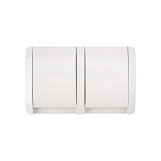 Блок горизонтальный 2 розетки INDUSTRIAL IP54 с заземлением, о/у, белый KRANZ KR-78-0805 1