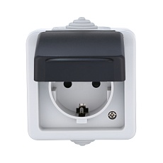 Розетка LK Studio одинарная с з/к, EF600G, 16A (серый) 80007