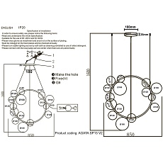 Подвесная люстра Crystal Lux Agata SP15 V2 Black/Transparente 2
