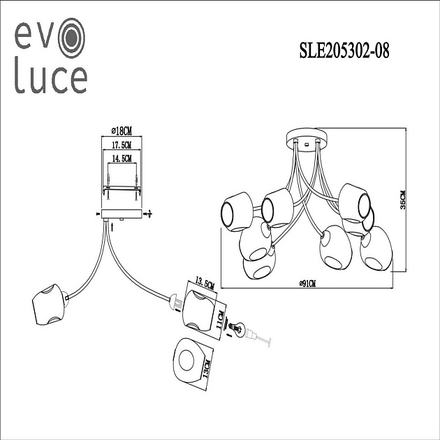 Потолочная люстра Evoluce Besano SLE205302-08 изображение 2 Потолочная люстра Evoluce Besano SLE205302-08 Фото № 2